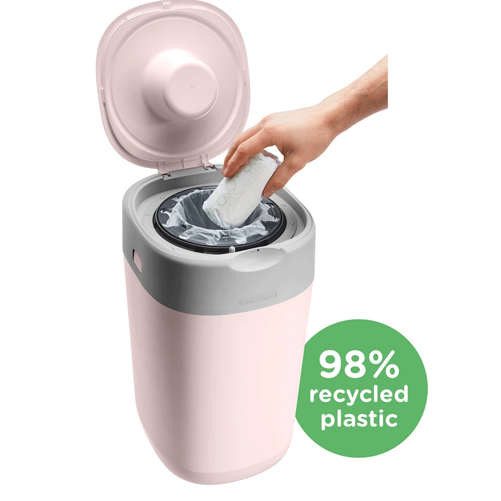 Cos scutece TOMMEE TIPPEE Sangenic Twist&Click Reciclabil, 28 scutece, roz-gri