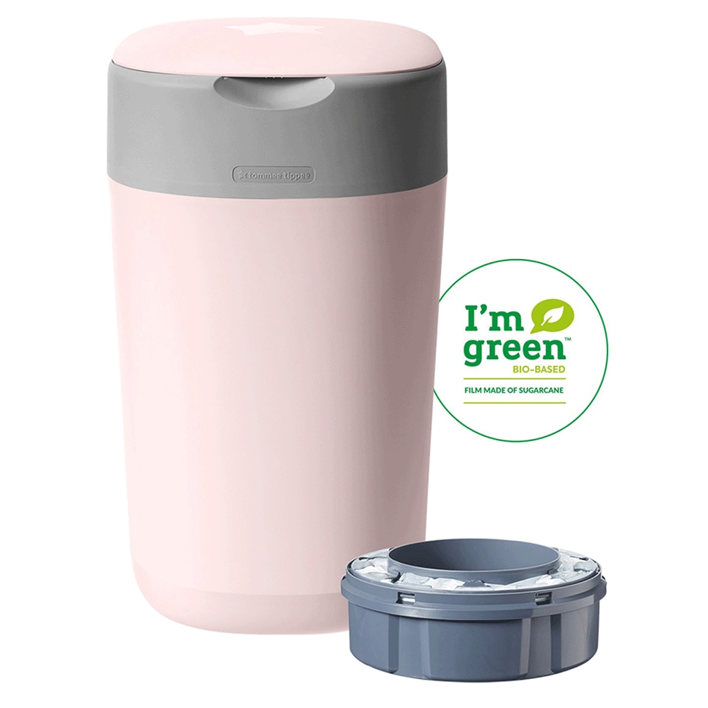 Cos scutece TOMMEE TIPPEE Sangenic Twist&Click Reciclabil, 28 scutece, roz-gri