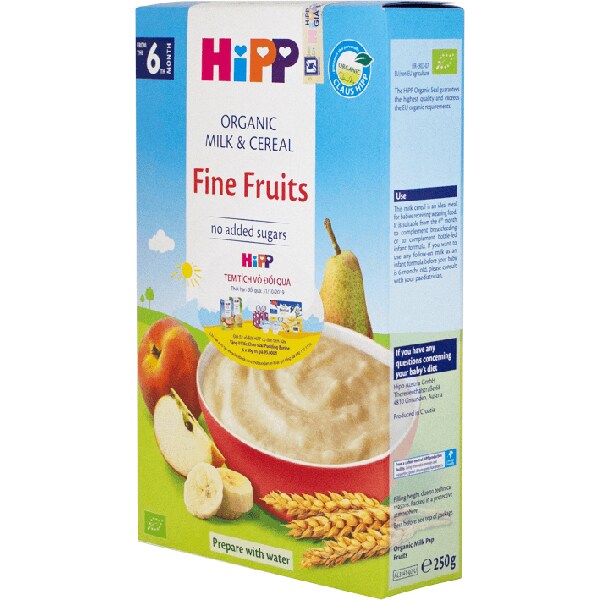 Cereale HIPP cu lapte si fructe 1307, 6 luni+, 250g