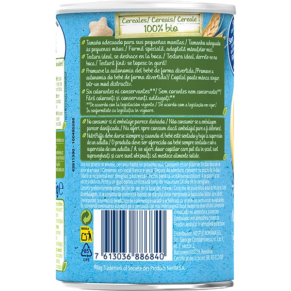 Gustare NESTLE NaturNes BIO NutriPuffs cu cereale si banane 12395074, 8 luni+, 35g