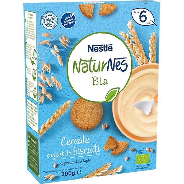 Cereale NESTLE Naturnes Bio cu gust de biscuiti 12396349, 6 luni+, 200g