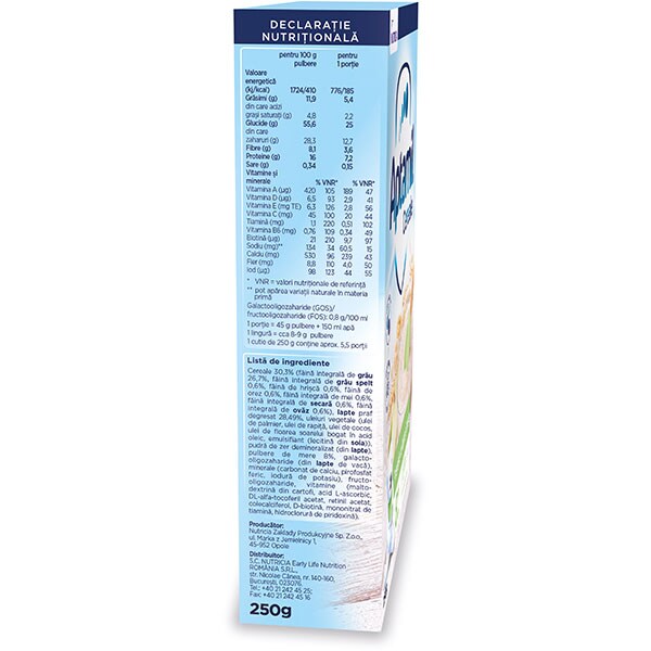 Cereale APTAMIL 7 cereale cu lapte si mere 624570, 8 luni+, 250g