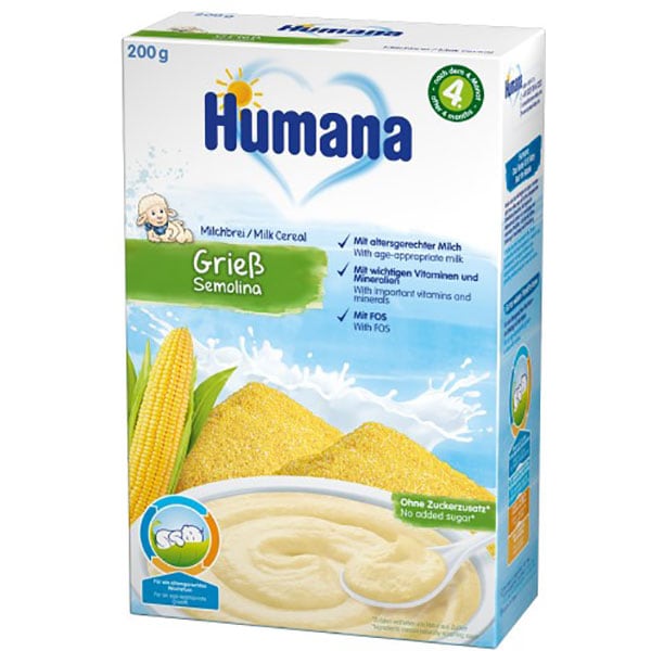 Cereale HUMANA cu lapte si gris 77561, 4 luni+, 200g