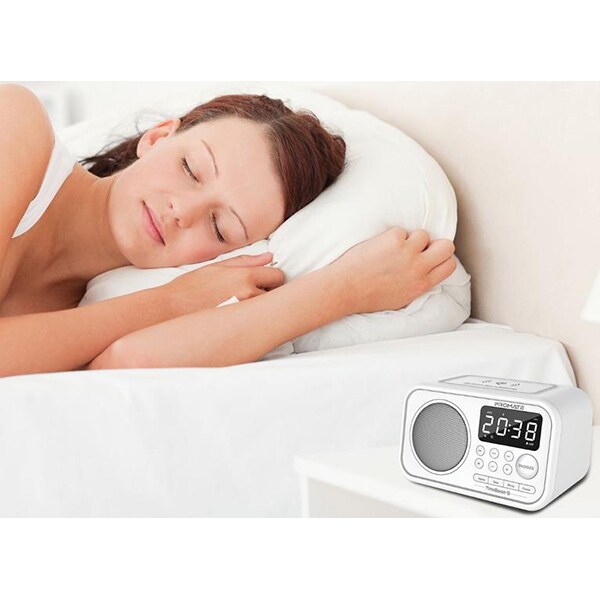 Radio cu ceas PROMATE Timebase-3, Bluetooth, alb