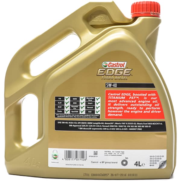 Ulei Motor CASTROL EDGE TURBO DIESEL, 5W-40, 4L