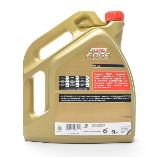 Ulei Motor CASTROL EDGE TURBO DIESEL, 5W-40, 5L