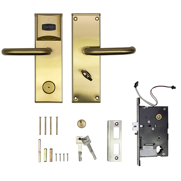 Yala control acces hotelier PNI CH2000L, cu cititor de card, deschidere stanga, auriu