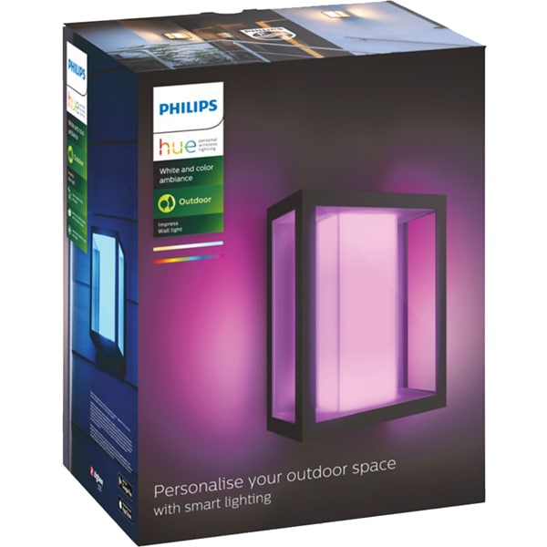 Aplica LED smart PHILIPS Hue 8718696170496, 2x8W, 1200lm, IP44, RGB, negru