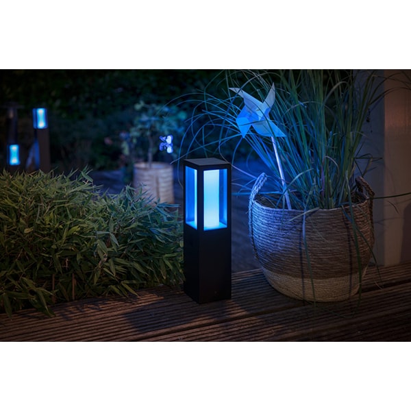 Stalp iluminat smart PHILIPS Hue 8718696170526, extensie, 2x8W, 1200lm, IP44, RGB, negru