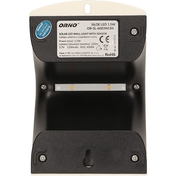 Lampa solara ORNO OR-SL-6083WLR4, 2W, 240 lumeni, IP65, negru