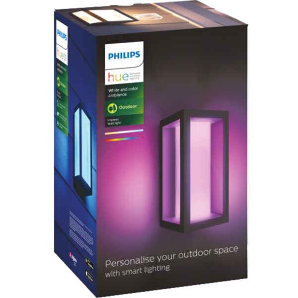 Aplica LED smart PHILIPS Hue 8718696170489, 2x8W, 1200lm, IP44, RGB, negru