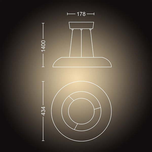 Lustra smart PHILIPS Hue Amaze 8718696175156, 33.5W, LED, intrerupator cu variator, alb