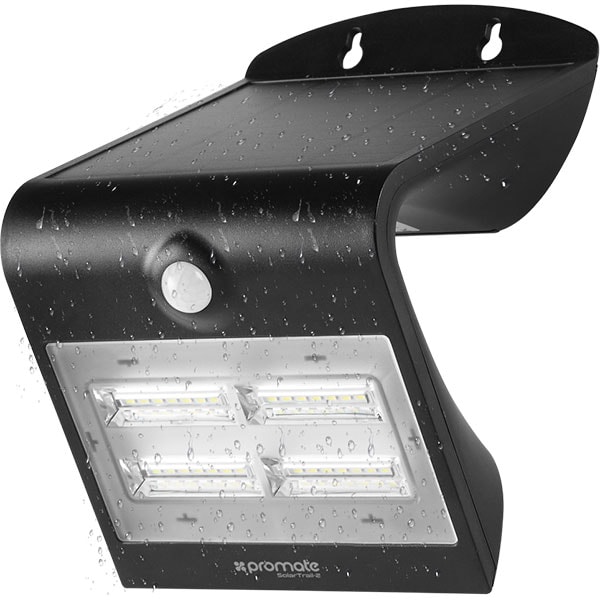 Lampa solara cu senzor de miscare PROMATE SolarTrail-2, 3.2W, 400 lumeni, IP54, negru