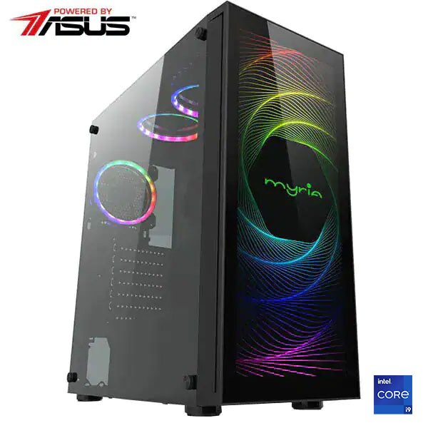 Sistem Desktop Gaming MYRIA Vision 80 Powered by Asus, Intel Core i9-11900F pana la 5.2GHz, 16GB, 1TB + SSD 480GB, NVIDIA GeForce RTX 3070 8GB, Ubuntu