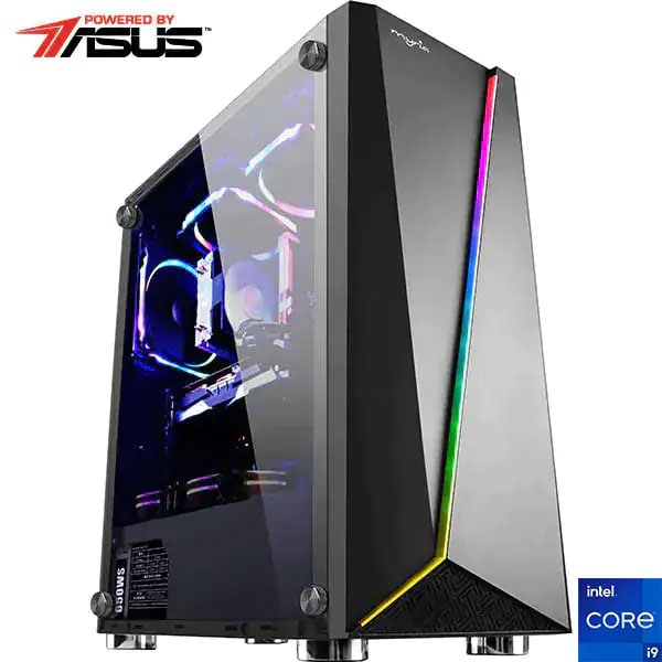 Sistem Desktop Gaming MYRIA Vision 83WIN Powered by Asus, Intel Core i9-11900F pana la 5.2GHz, 32GB, 1TB + SSD 480GB, NVIDIA GeForce RTX 3070 Ti 8GB, Windows 10 Home