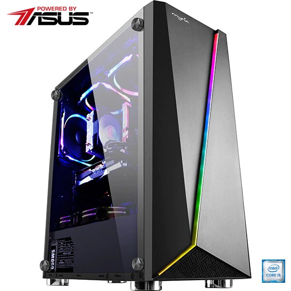 Sistem Desktop Gaming MYRIA Vision V34WIN Powered by Asus, Intel Core i5-9600KF pana la 4.6GHz, 16GB, 1TB + SSD 240GB, NVIDIA GeForce GTX 1660 Super 6GB, Windows 10 Home