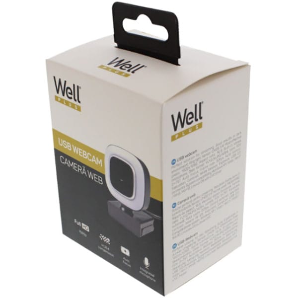 Camera Web WELL WEBCAM-103BK-WL, Full HD 1080p, negru-alb
