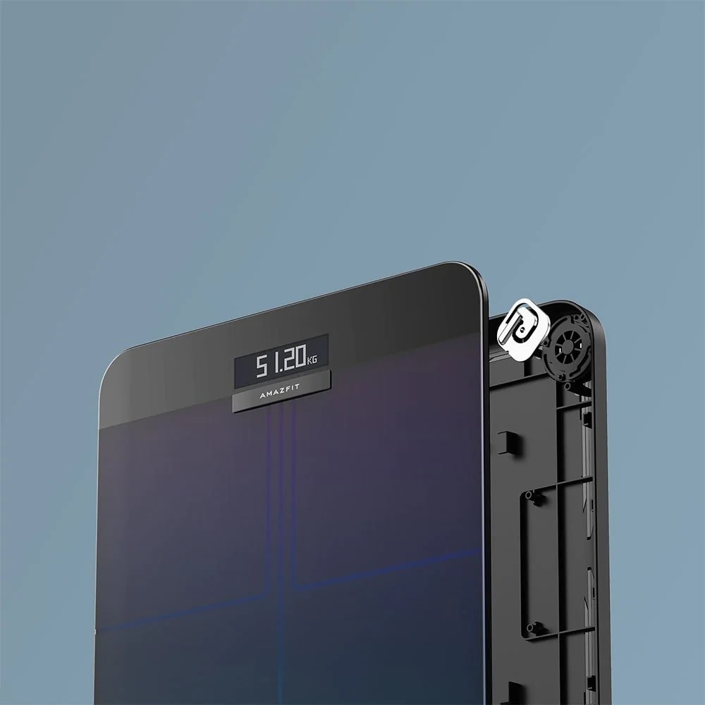 Cantar corporal AMAZFIT Aurora, 180kg, electronic, sticla, negru