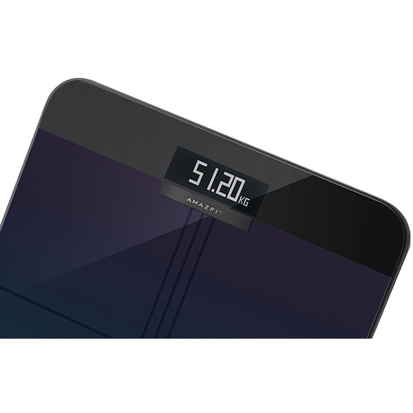 Cantar corporal AMAZFIT Aurora, 180kg, electronic, sticla, negru