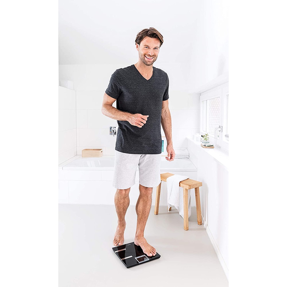Cantar corporal Smart BEURER BF720, 180kg, Bluetooth, electronic, sticla, negru