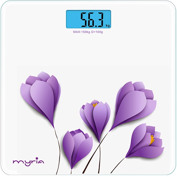Cantar corporal MYRIA MY4806WH, 150kg, electronic, sticla securizata, alb