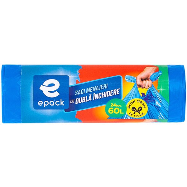 Saci menajeri EPACK 014388, 24 bucati, 60 l, albastru