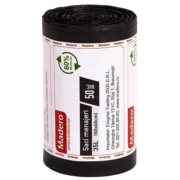 Saci menajeri MADERO 016153, 50 bucati, 35 l, negru