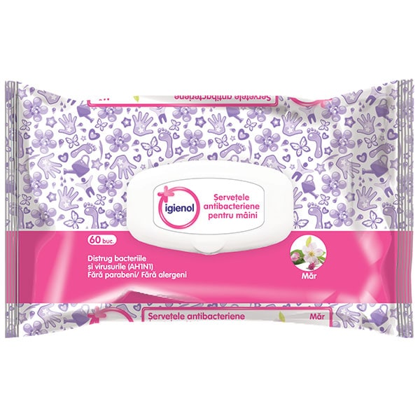 Servetele umede antibacteriene IGIENOL Mar, 60 buc