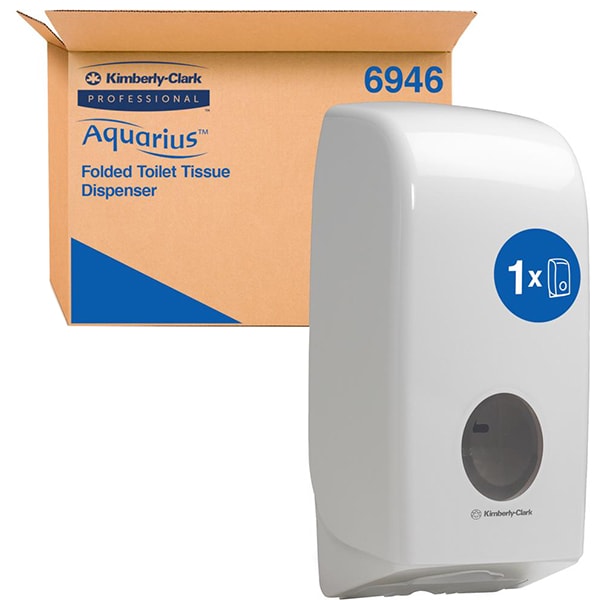 Dispenser hartie igienica pliata AQUARIUS Kimberly-Clark 6946, plastic, alb