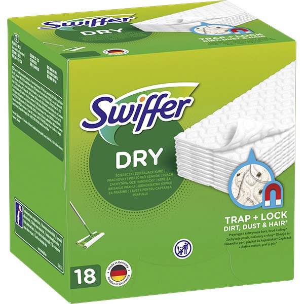 Rezerva uscata mop SWIFFER Dry, 15 cm, 18 bucati