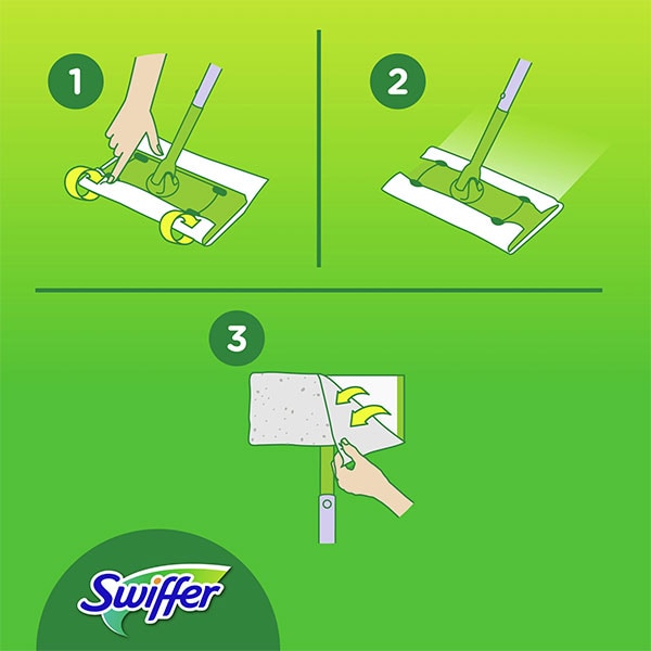 Set mop SWIFFER Dry + Wet, maner telescopic, gri-verde + 11 lavete