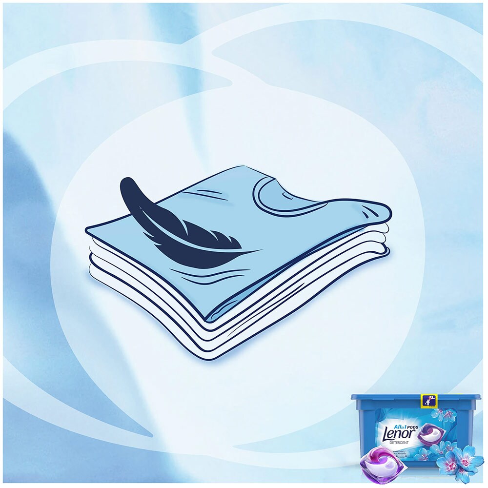 Pachet detergent capsule LENOR All in One PODs Spring Awakening, 28 spalari + Balsam de rufe LENOR Spring Awakening, 1.9l, 63 spalari
