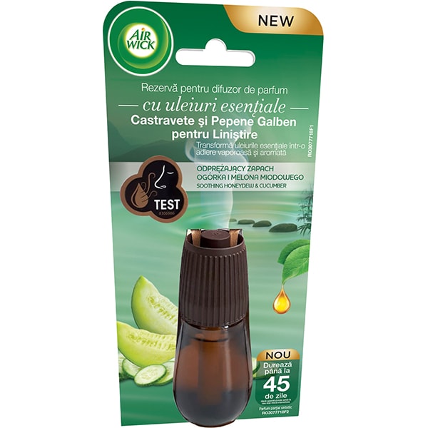 Rezerva difuzor de parfum AIR WICK Essential Mist Castravete si Pepene galben, 20 ml