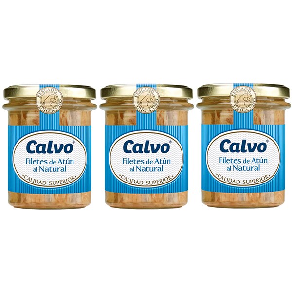 File de ton in sos natur CALVO, 200g, 3 bucati