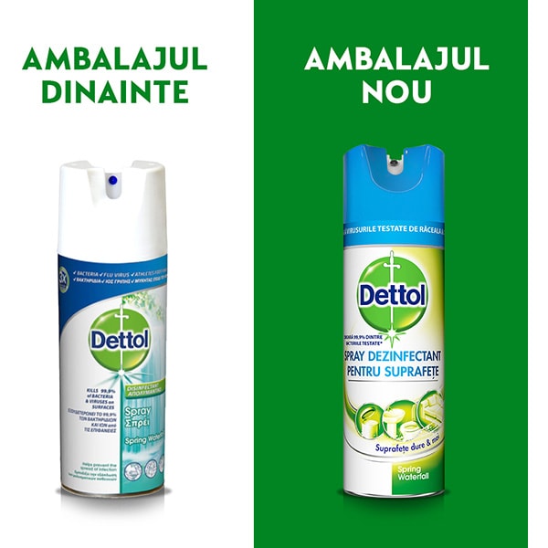 Spray dezinfectant suprafete DETTOL Spring Waterfall, 400 ml