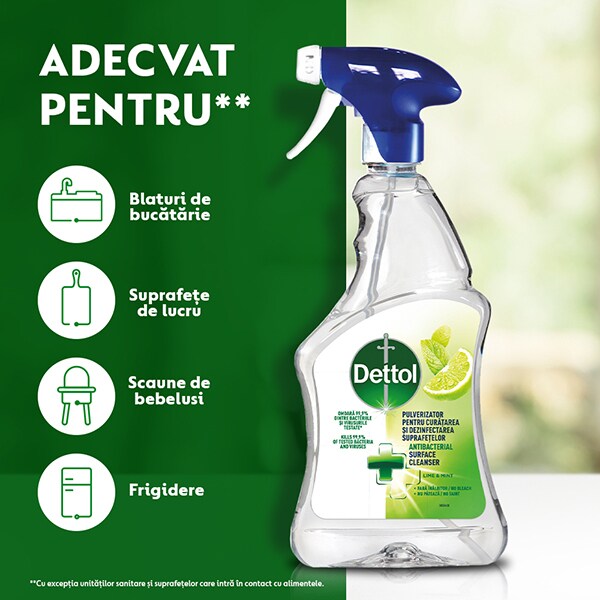 Spray dezinfectant DETTOL Surface Cleanser, Lime & Mint, 500 ml