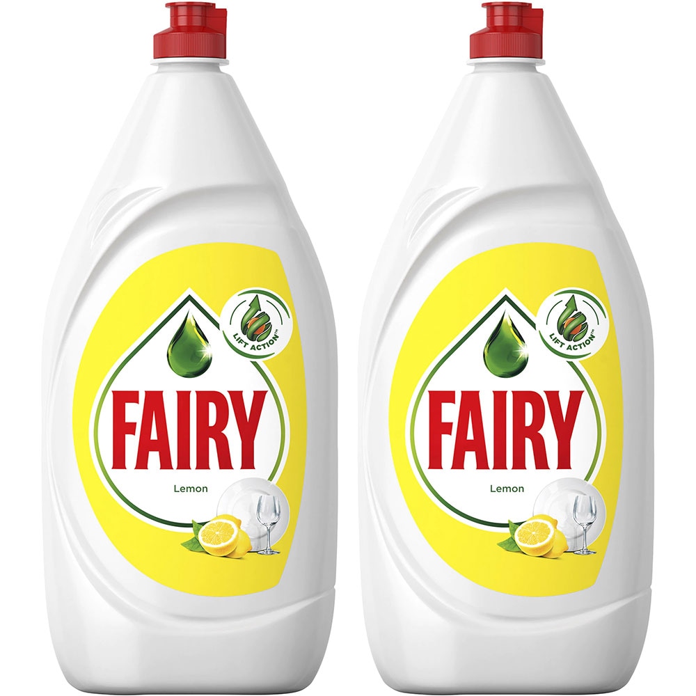 Pachet detergent de vase FAIRY Lemon, 2 x 1.3 l