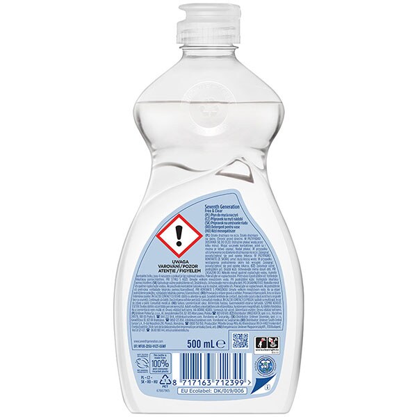 Detergent de vase SEVENTH GENERATION Free & Clear, 500 ml