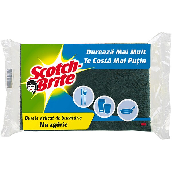 Burete de vase delicat SCOTCH-BRITE MMBU1300, 1 bucata, verde