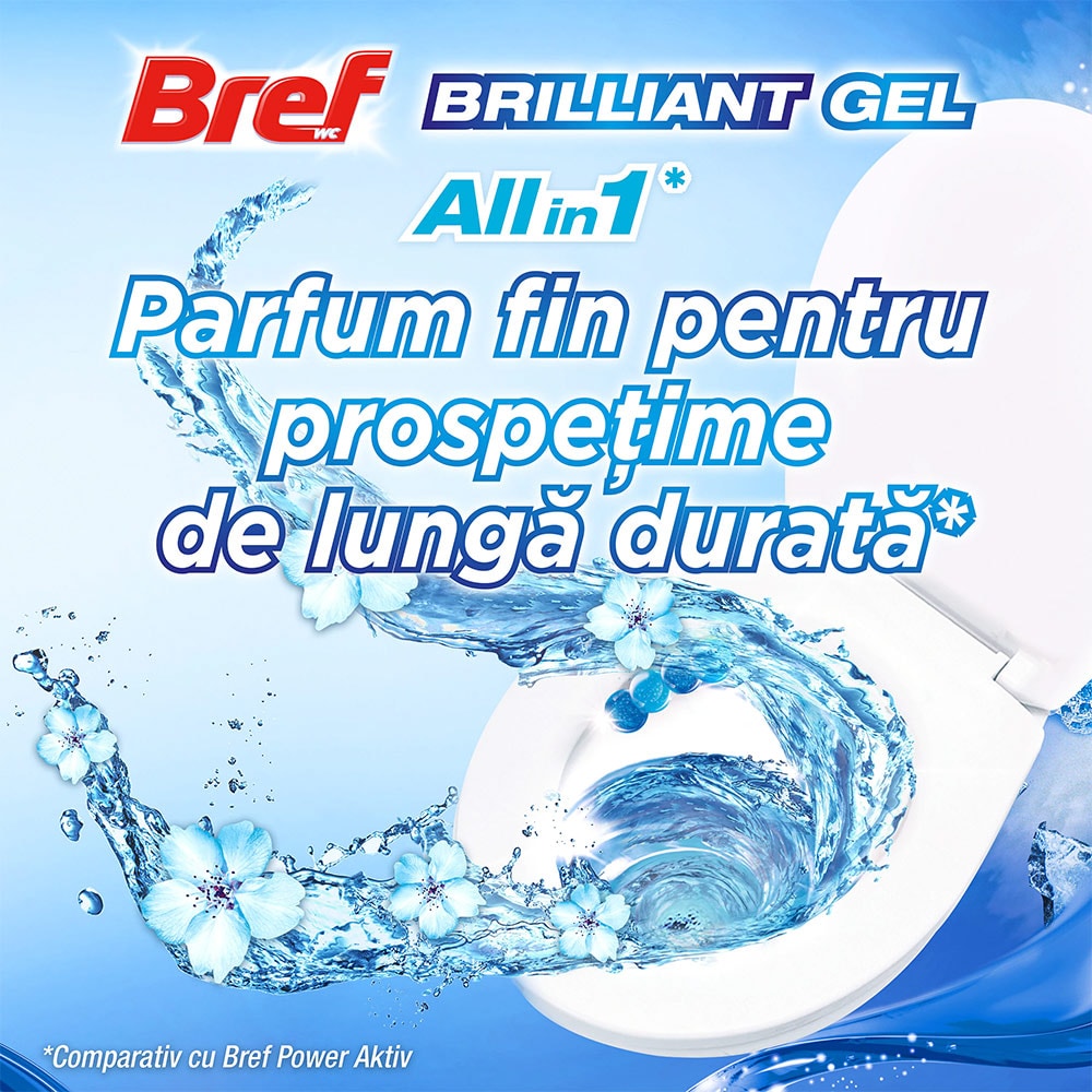 Odorizant toaleta BREF Brilliant Gel All in 1 Arctic Ocean, 3 x 42 g