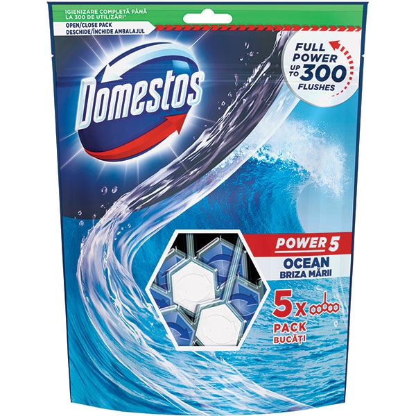 Odorizant toaleta DOMESTOS Power 5 Maxi Pack Ocean, 5 x 55g