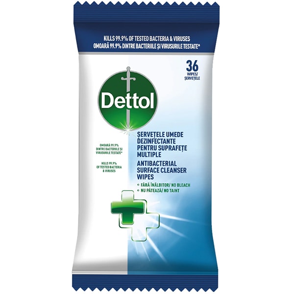 Servetele umede dezinfectante DETTOL, 36 buc