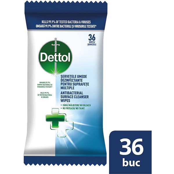 Servetele umede dezinfectante DETTOL, 36 buc