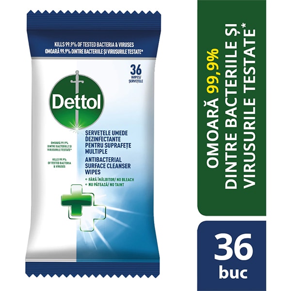 Servetele umede dezinfectante DETTOL, 36 buc