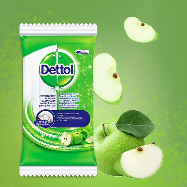 Servetele dezinfectante DETTOL mar verde, 40 buc