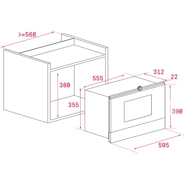 Cuptor cu microunde incorporabil TEKA ML 822 BIS L, 22l, 850W, Grill, negru