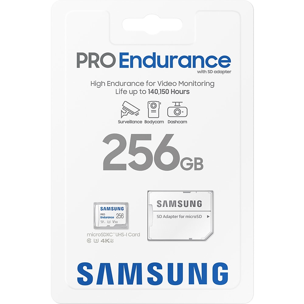 Card de memorie SAMSUNG PRO Endurance, microSDXC, 256GB, 100MB/s, clasa 10/U3/V30, UHS-I, adaptor
