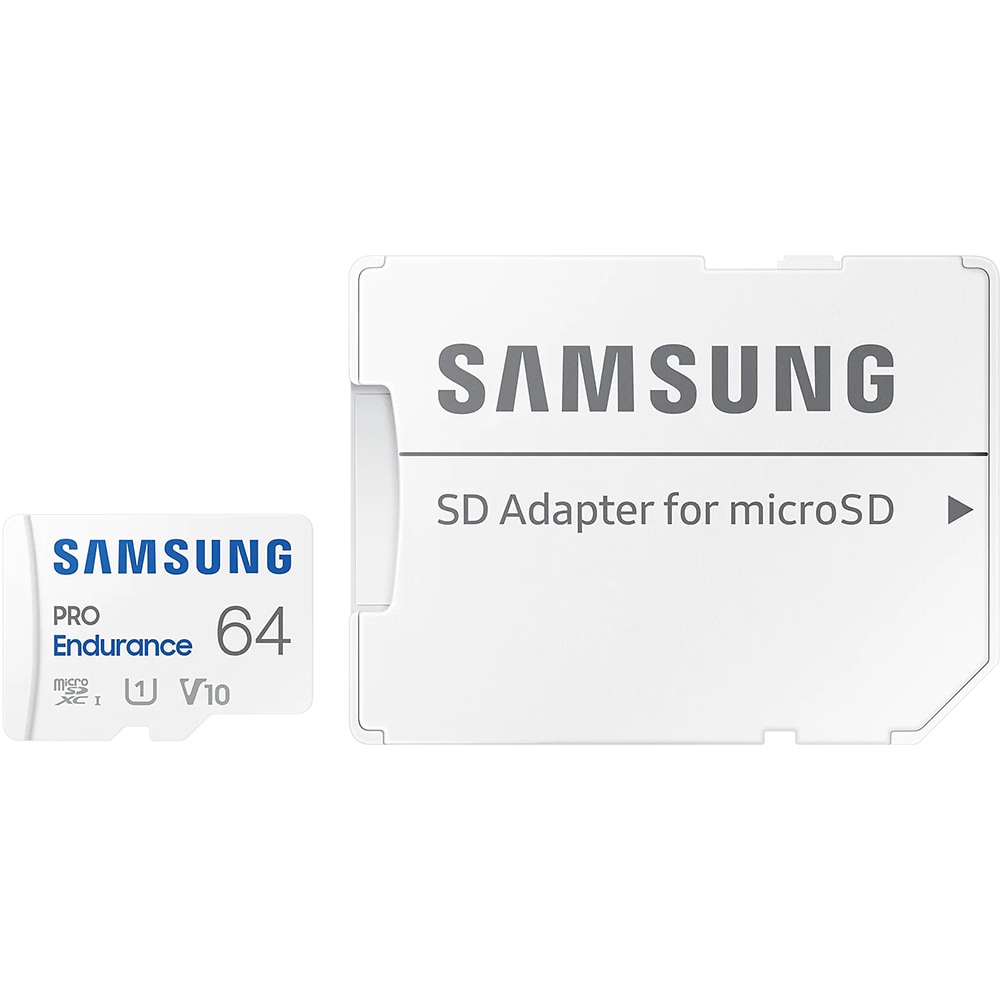 Card de memorie SAMSUNG PRO Endurance, microSDXC, 64GB, 100MB/s, clasa 10/U1/V10, UHS-I, adaptor
