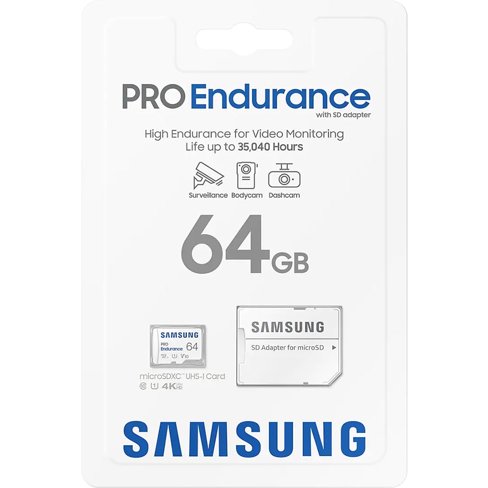Card de memorie SAMSUNG PRO Endurance, microSDXC, 64GB, 100MB/s, clasa 10/U1/V10, UHS-I, adaptor