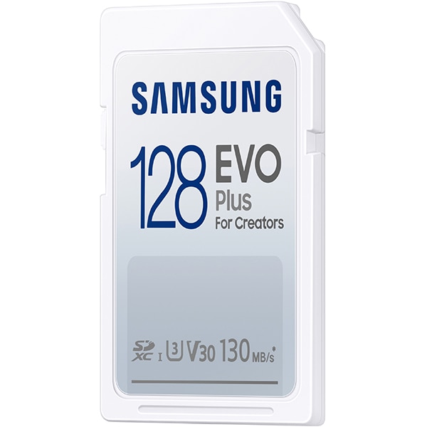 Card de memorie SAMSUNG EVO Plus, SDXC, 128GB, 130MB/s, clasa 10/U3/V30, UHS-I